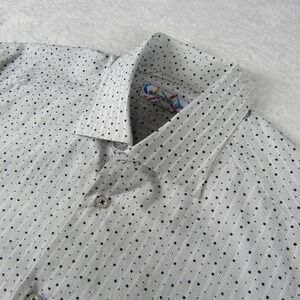 Brandolini‎ Button Down Shirt Mens M White Polka Dot Pinstripe Cotton